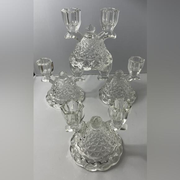 Vintage Imperial‎ #749 Glass Laced Edge Double Light Candlestick Holder Candle - Picture 2 of 8